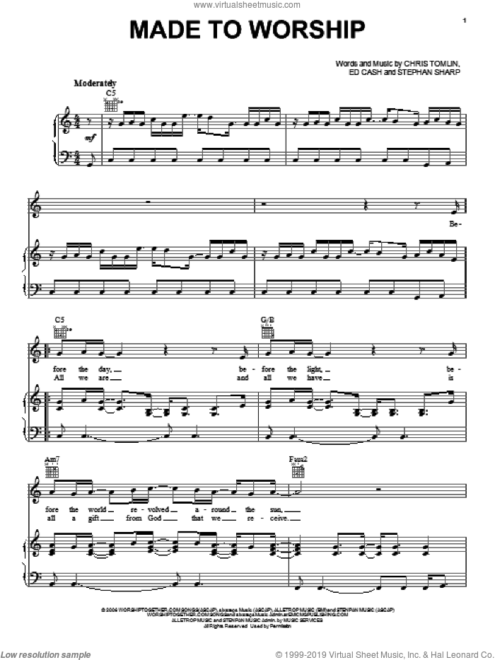 Made To Worship sheet music for voice, piano or guitar by Chris Tomlin, Ed Cash and Stephan Sharp, intermediate skill level
