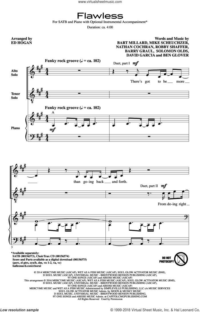 Flawless sheet music for choir (SATB: soprano, alto, tenor, bass) by Ed Hogan and MercyMe, intermediate skill level