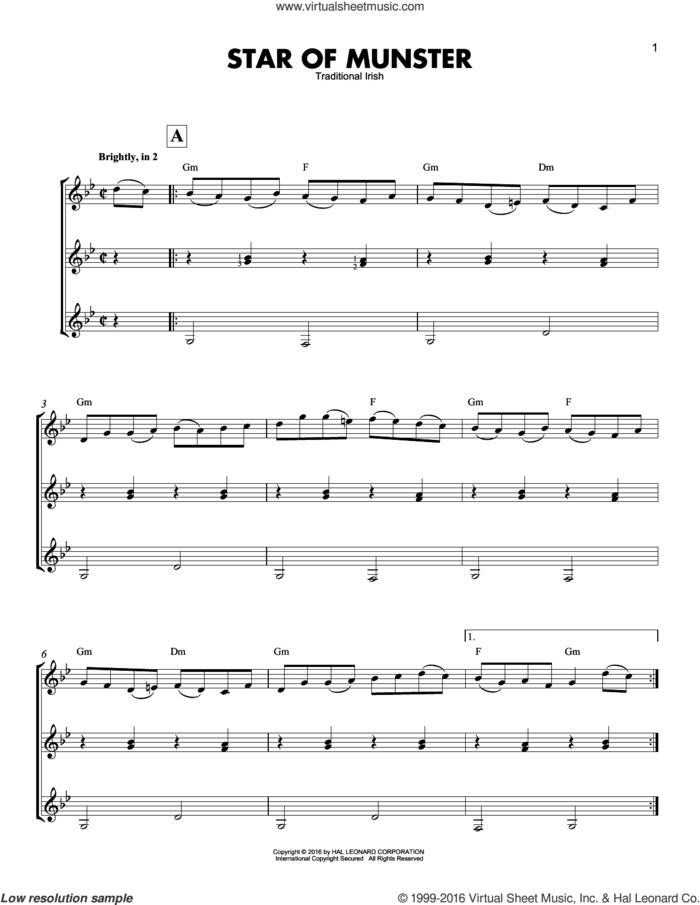 Star Of Munster sheet music for guitar ensemble, intermediate skill level