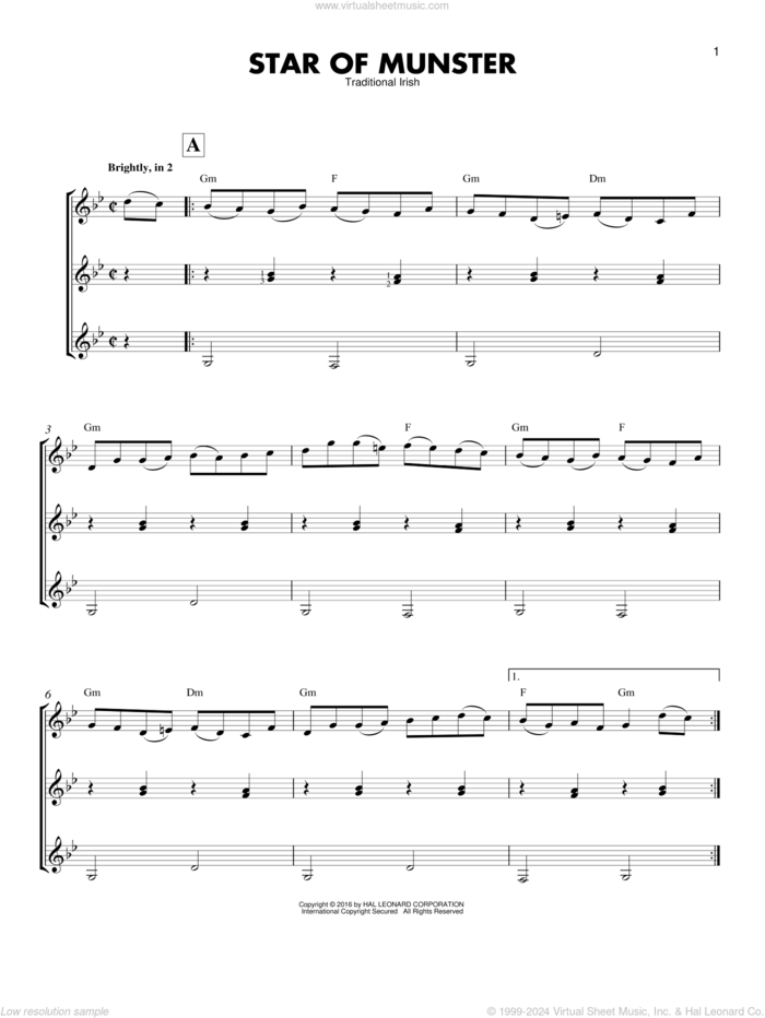 Star Of Munster sheet music for guitar ensemble, intermediate skill level