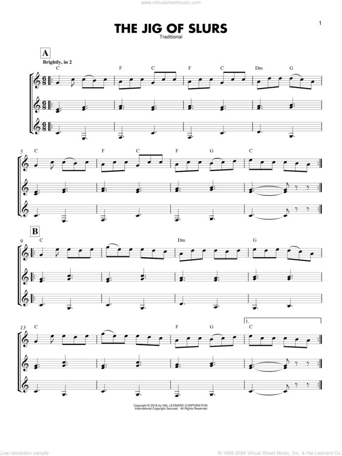 The Jig Of Slurs sheet music for guitar ensemble, intermediate skill level