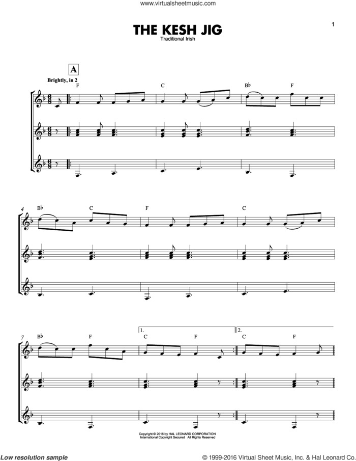 The Kesh Jig sheet music for guitar ensemble, intermediate skill level