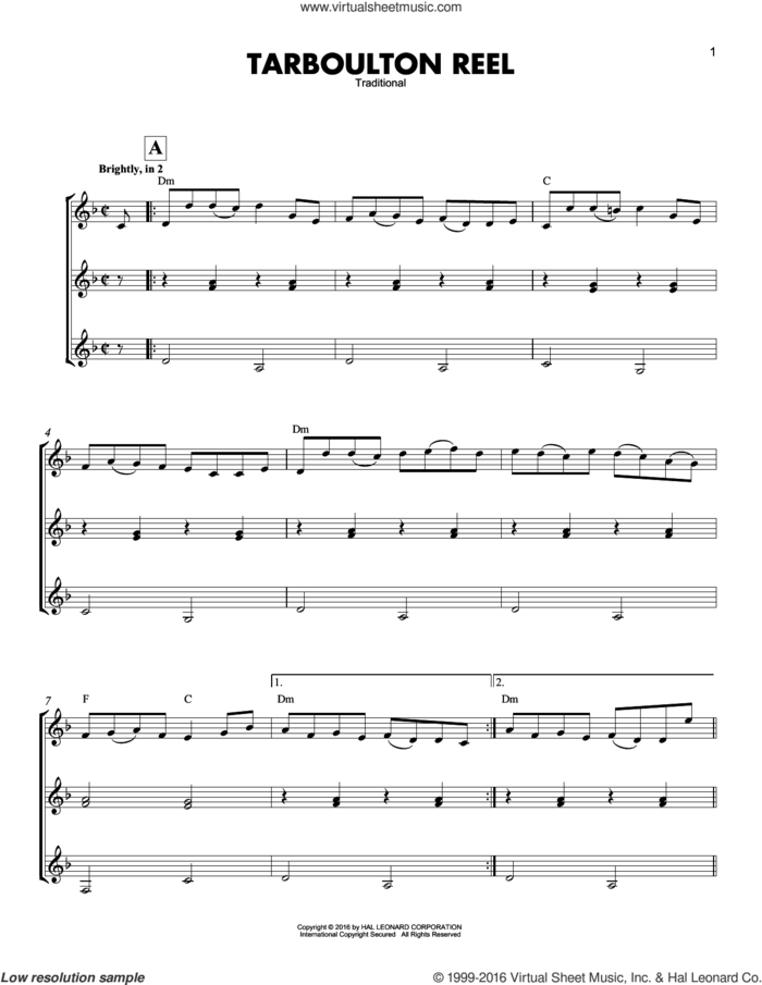 Tarboulton Reel sheet music for guitar ensemble, intermediate skill level