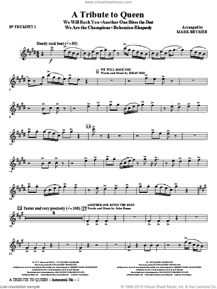 A Tribute To Queen (Medley) (arr. Mark Brymer) (complete set of parts) sheet music for orchestra/band by Mark Brymer and Queen, intermediate skill level