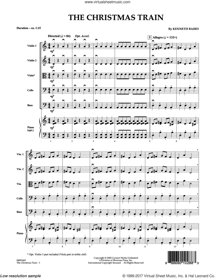 The Christmas Train (COMPLETE) sheet music for orchestra by Kenneth Baird, intermediate skill level