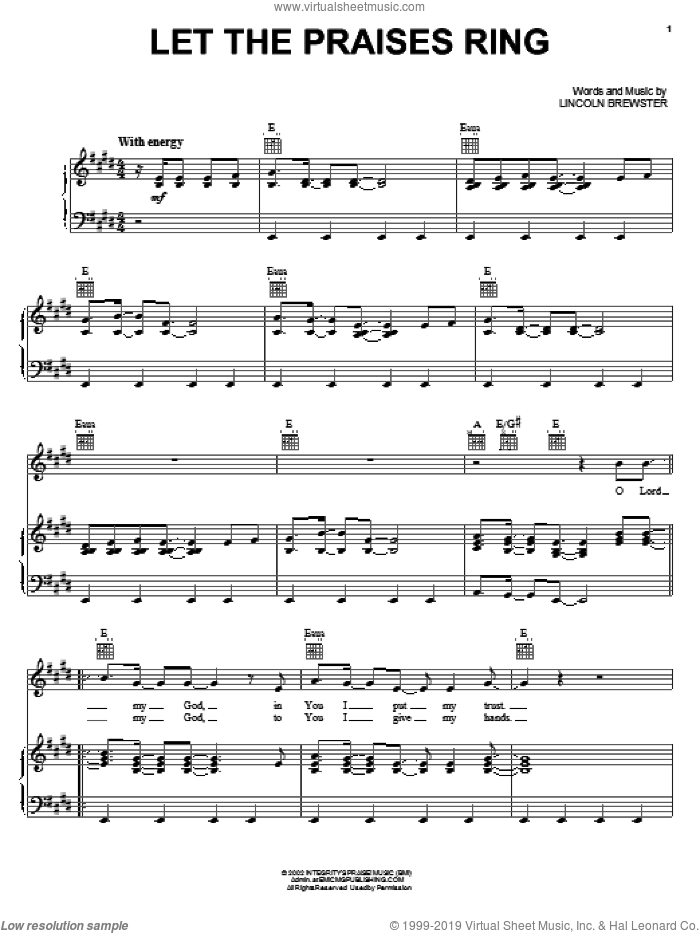 Let The Praises Ring sheet music for voice, piano or guitar by Lincoln Brewster, intermediate skill level