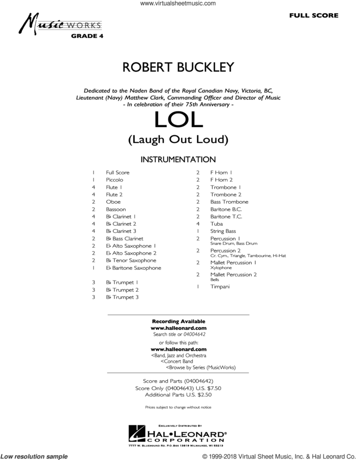 LOL (Laugh Out Loud) (COMPLETE) sheet music for concert band by Robert Buckley, intermediate skill level