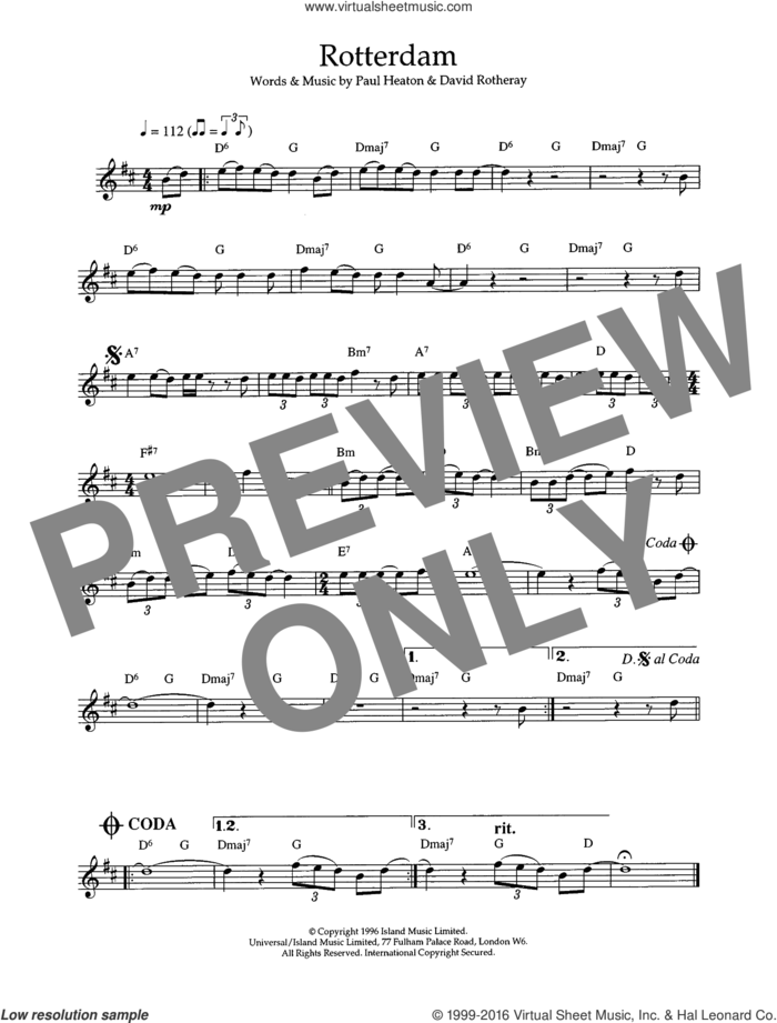 Rotterdam sheet music for voice and other instruments (fake book) by The Beautiful South, Beautiful South, David Rotheray and Paul Heaton, intermediate skill level