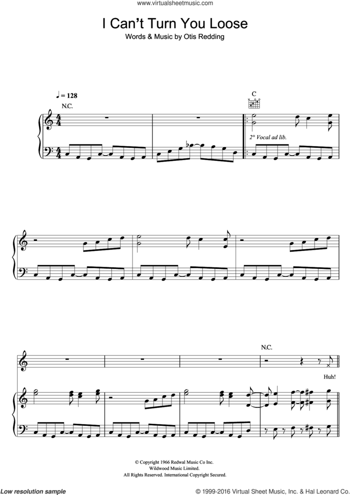 I Can't Turn You Loose sheet music for voice, piano or guitar by Otis Redding and The Commitments, intermediate skill level