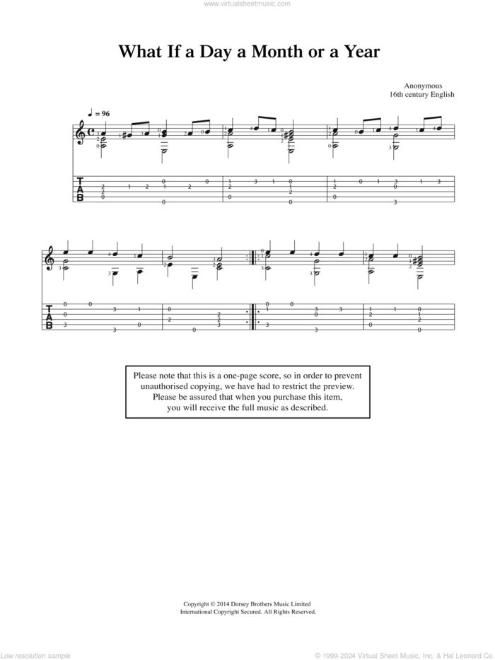 What If A Day A Month Or A Year sheet music for guitar solo (chords) by Anonymous, classical score, easy guitar (chords)