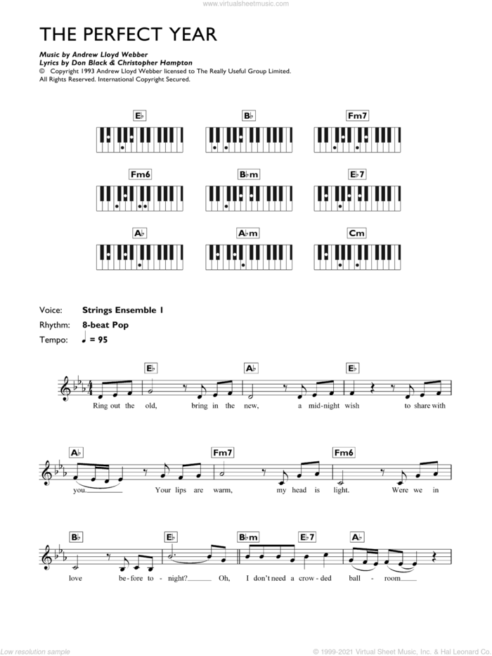 The Perfect Year (from Sunset Boulevard) sheet music for piano solo (chords, lyrics, melody) by Dina Carroll, Andrew Lloyd Webber, Christopher Hampton and Don Black, intermediate piano (chords, lyrics, melody)