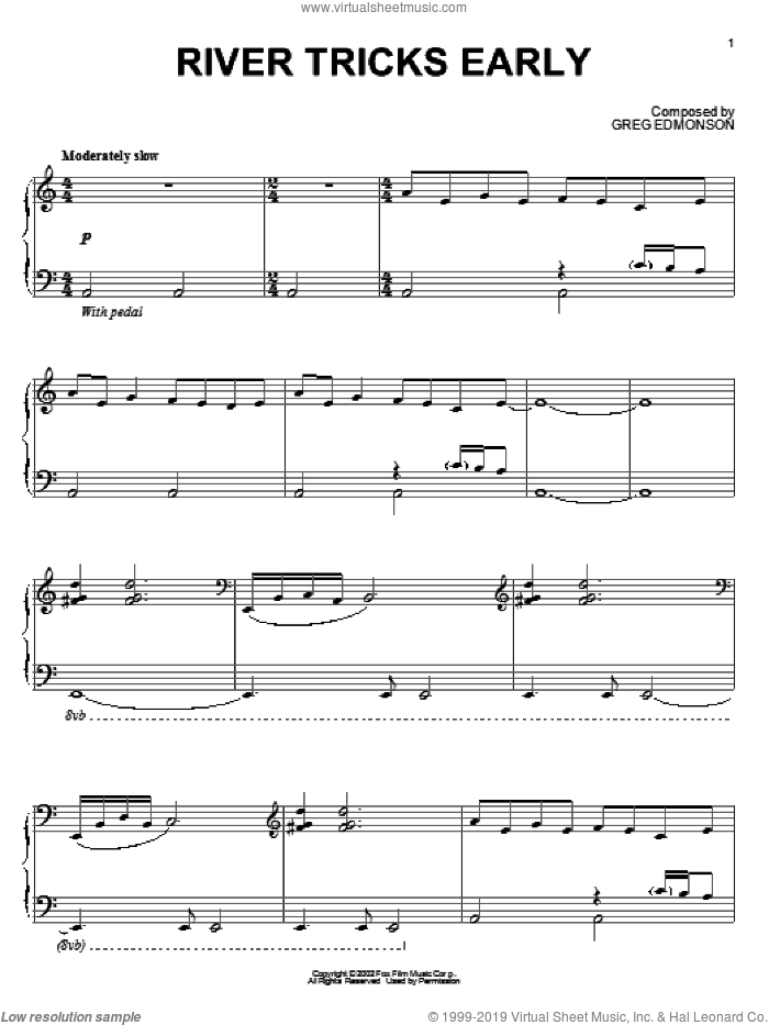 River Tricks Early sheet music for piano solo by Greg Edmonson, Firefly (TV Series) and Joss Whedon, intermediate skill level