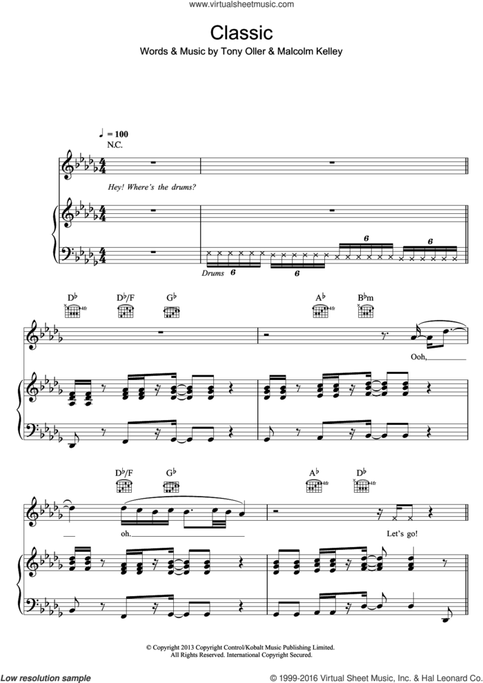 Classic sheet music for voice, piano or guitar by MKTO, Malcolm Kelley and Tony Oller, intermediate skill level