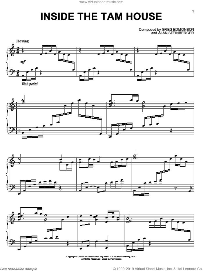 Inside The Tam House sheet music for piano solo by Greg Edmonson, Firefly (TV Series), Alan Steinberger and Joss Whedon, intermediate skill level