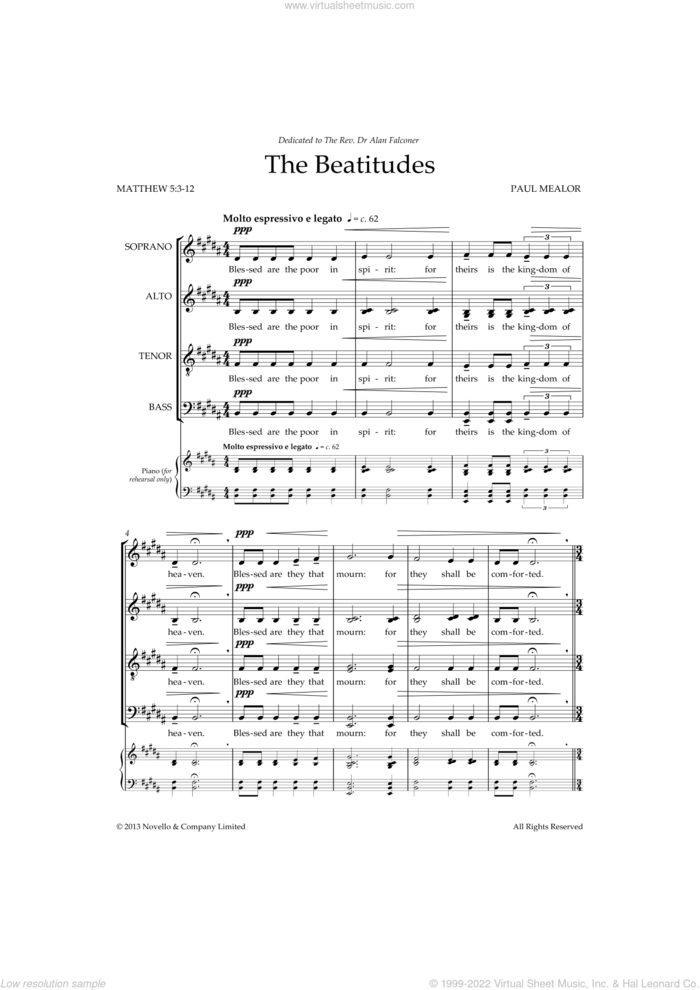 The Beatitudes sheet music for choir by Paul Mealor and Miscellaneous, intermediate skill level