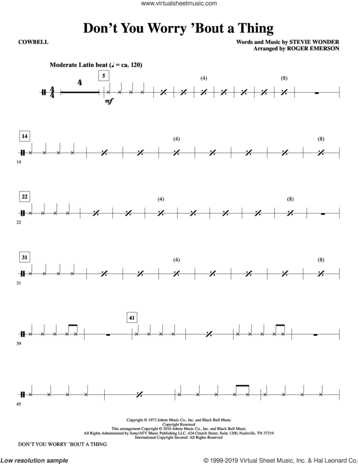 Don't You Worry 'Bout a Thing (arr. Roger Emerson) (complete set of parts) sheet music for orchestra/band by Roger Emerson and Stevie Wonder, intermediate skill level
