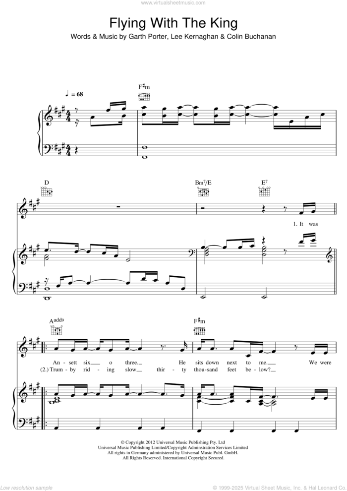 Flying With The King sheet music for voice, piano or guitar by Lee Kernaghan, Colin Buchanan and Garth Porter, intermediate skill level