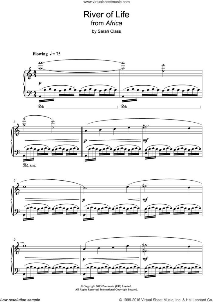 River Of Life sheet music for piano solo by Sarah Class, intermediate skill level