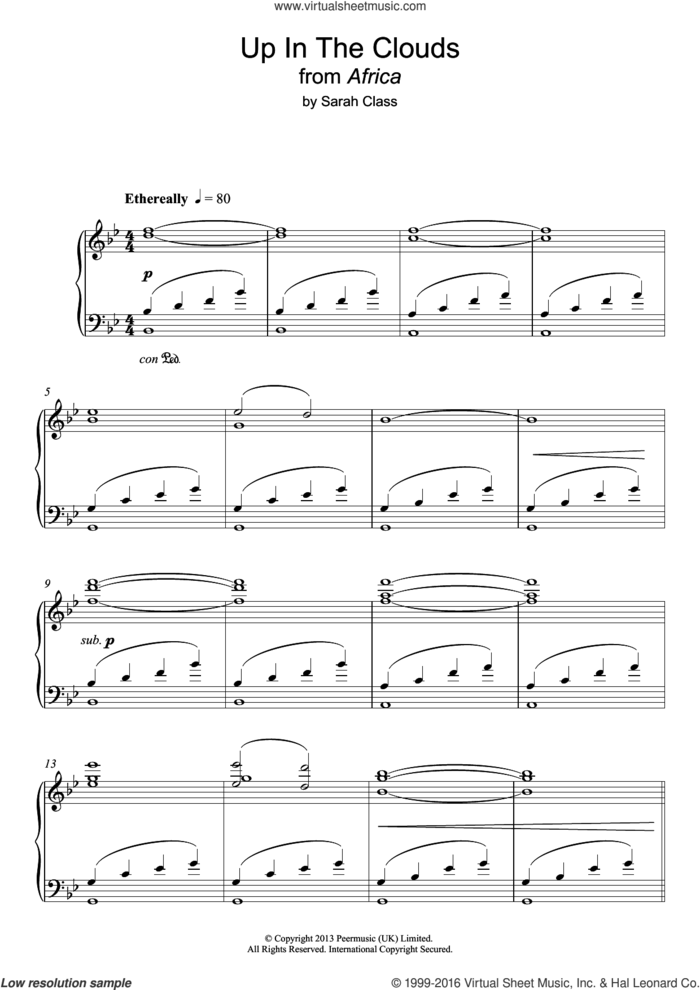 Up In The Clouds sheet music for piano solo by Sarah Class, intermediate skill level