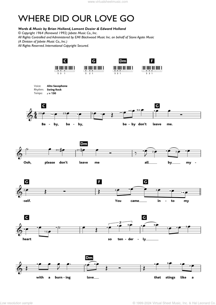 Where Did Our Love Go sheet music for piano solo (chords, lyrics, melody) by The Supremes, Brian Holland, Eddie Holland and Lamont Dozier, intermediate piano (chords, lyrics, melody)