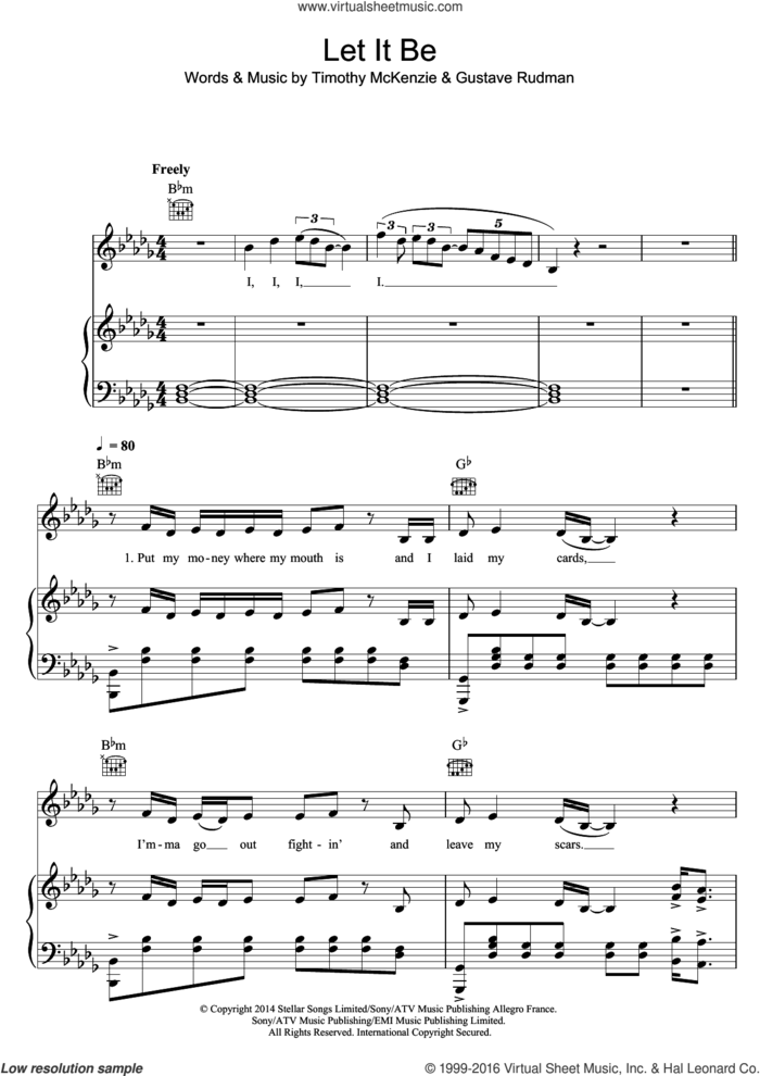 Let It Be sheet music for voice, piano or guitar by Labrinth, Gustave Rudman and Timothy McKenzie, intermediate skill level