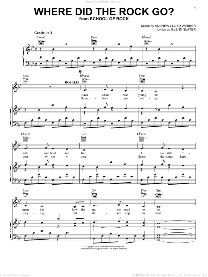 Where Did The Rock Go? (from School of Rock: The Musical) sheet music for voice, piano or guitar by Andrew Lloyd Webber and Glenn Slater, intermediate skill level