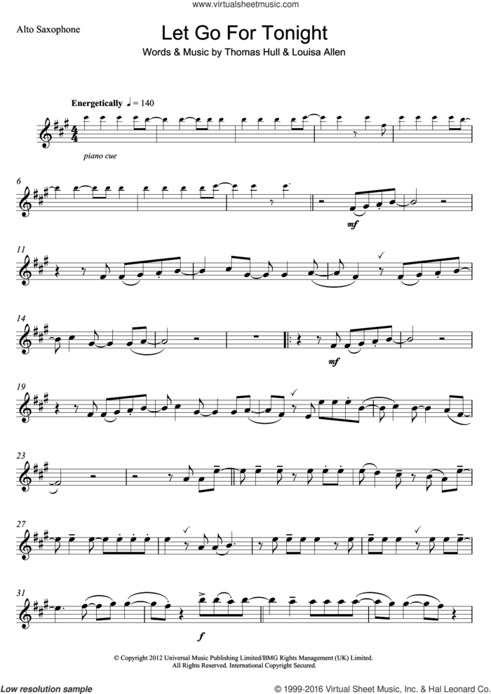 Let Go For Tonight sheet music for voice and other instruments (fake book) by Foxes, Louisa Allen and Tom Hull, intermediate skill level