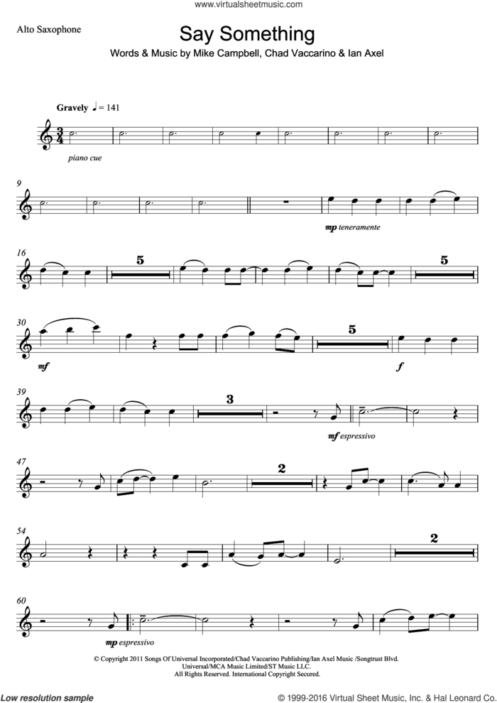 Say Something (feat. Christina Aguilera) sheet music for voice and other instruments (fake book) by Great Big World, Christina Aguilera, Chad Vaccarino, Ian Axel and Mike Campbell, intermediate skill level