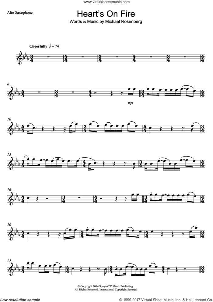 Heart's On Fire sheet music for voice and other instruments (fake book) by Passenger and Michael Rosenberg, intermediate skill level