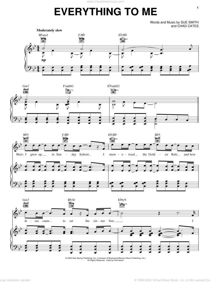 Everything To Me sheet music for voice, piano or guitar by Avalon, Chad Cates and Sue Smith, intermediate skill level