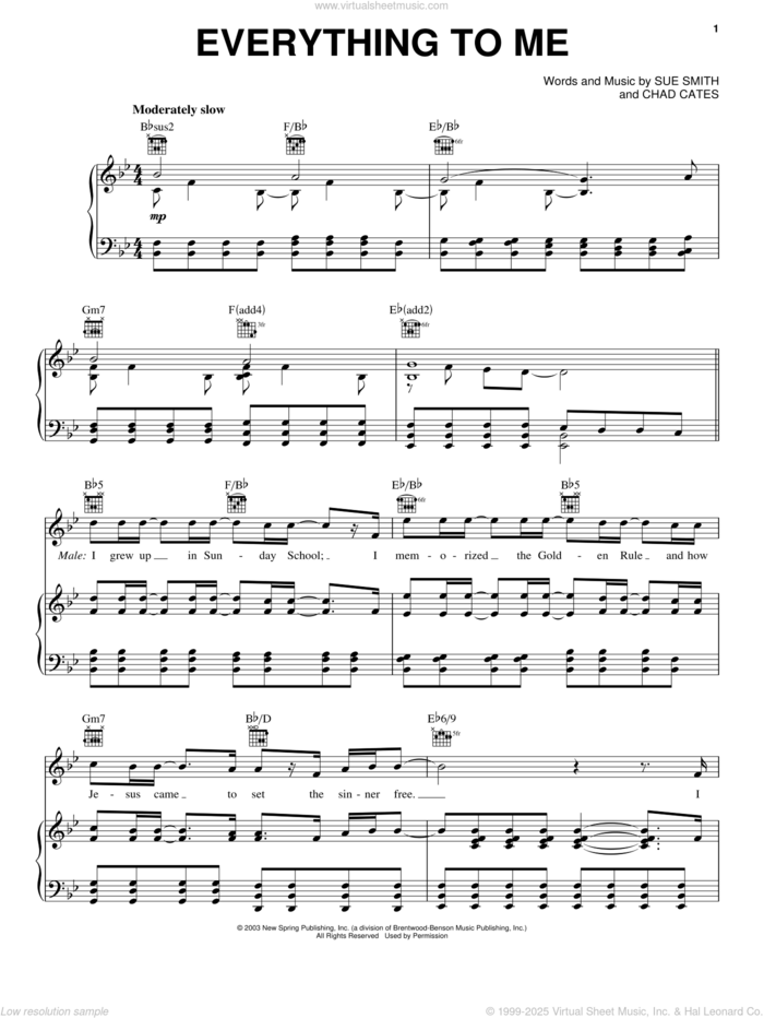 Everything To Me sheet music for voice, piano or guitar by Avalon, Chad Cates and Sue Smith, intermediate skill level