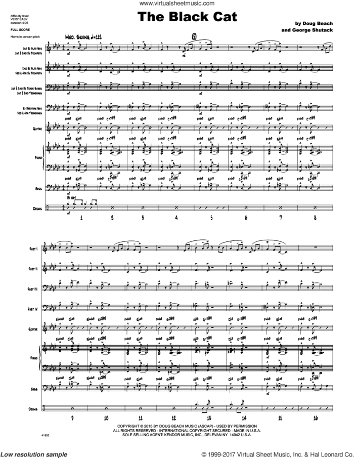 The Black Cat (COMPLETE) sheet music for jazz band by Doug Beach and George Shutack, intermediate skill level