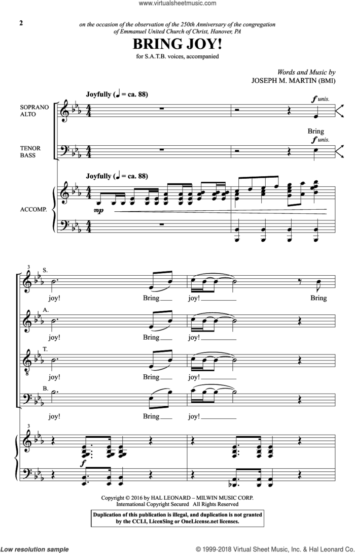 Bring Joy! sheet music for choir (SATB: soprano, alto, tenor, bass) by Joseph M. Martin, intermediate skill level