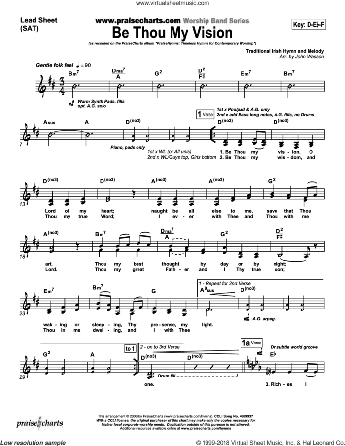 Be Thou My Vision sheet music for concert band (orchestration) by John Wasson and Eleanor Hull/Mary Byrne/John Wasson, intermediate skill level