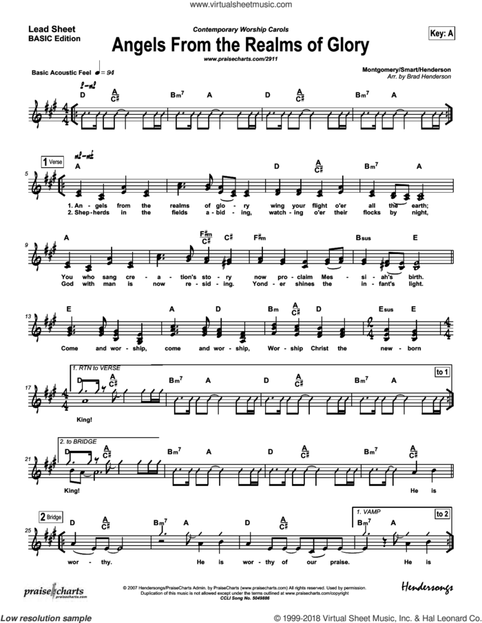 Angels From the Realms of Glory sheet music for concert band (orchestration) by Brad Henderson and Dennis Jernigan, intermediate skill level