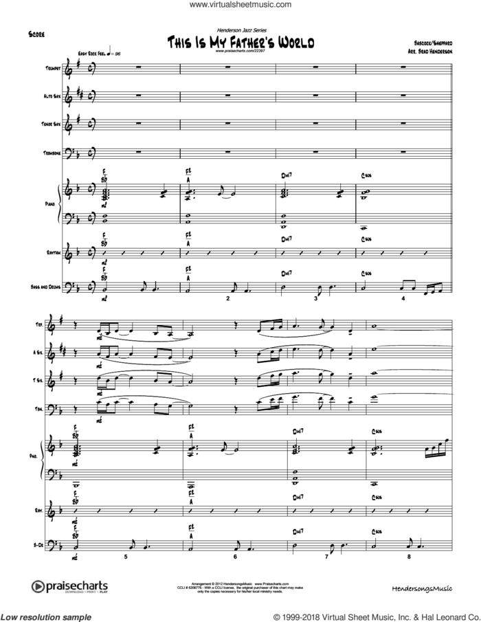This Is My Father's World sheet music for concert band (orchestration) by Brad Henderson, intermediate skill level