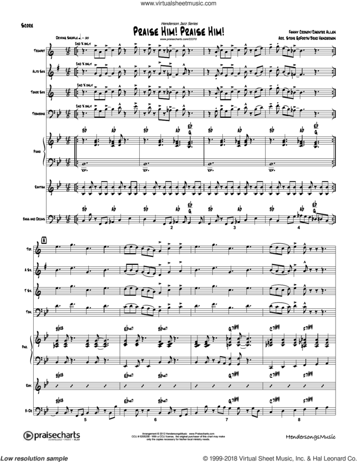 Praise Him Praise Him sheet music for concert band (orchestration) by Brad Henderson and Fanny Crosby, intermediate skill level