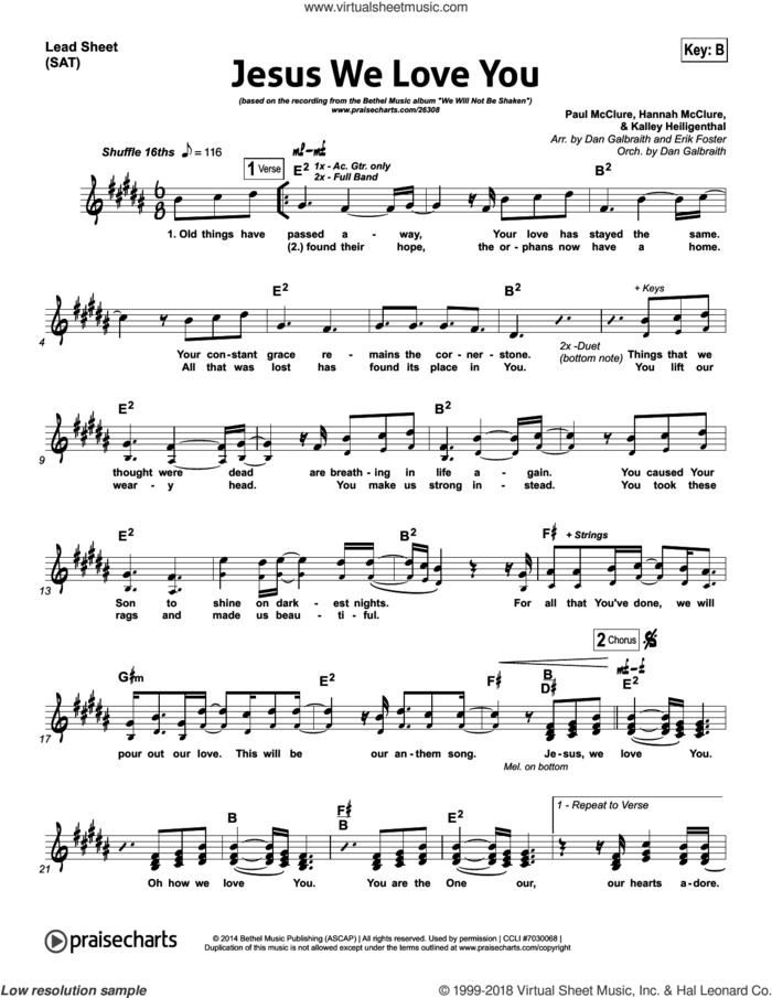 Jesus We Love You sheet music for concert band (orchestration) by Dan Galbraith and Kalley Heiligenthal, intermediate skill level