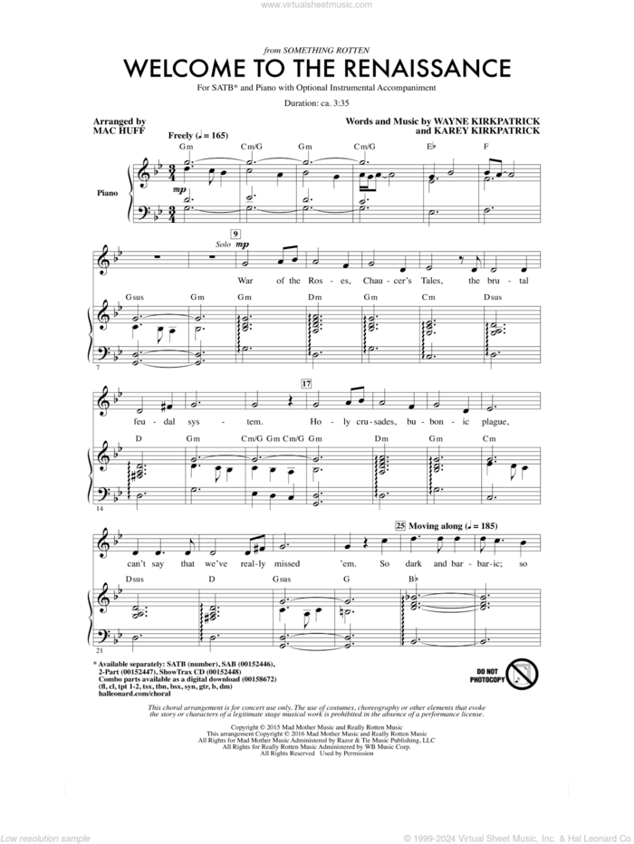 Welcome To The Renaissance sheet music for choir (SATB: soprano, alto, tenor, bass) by Wayne Kirkpatrick, Mac Huff and Karey Kirkpatrick, intermediate skill level