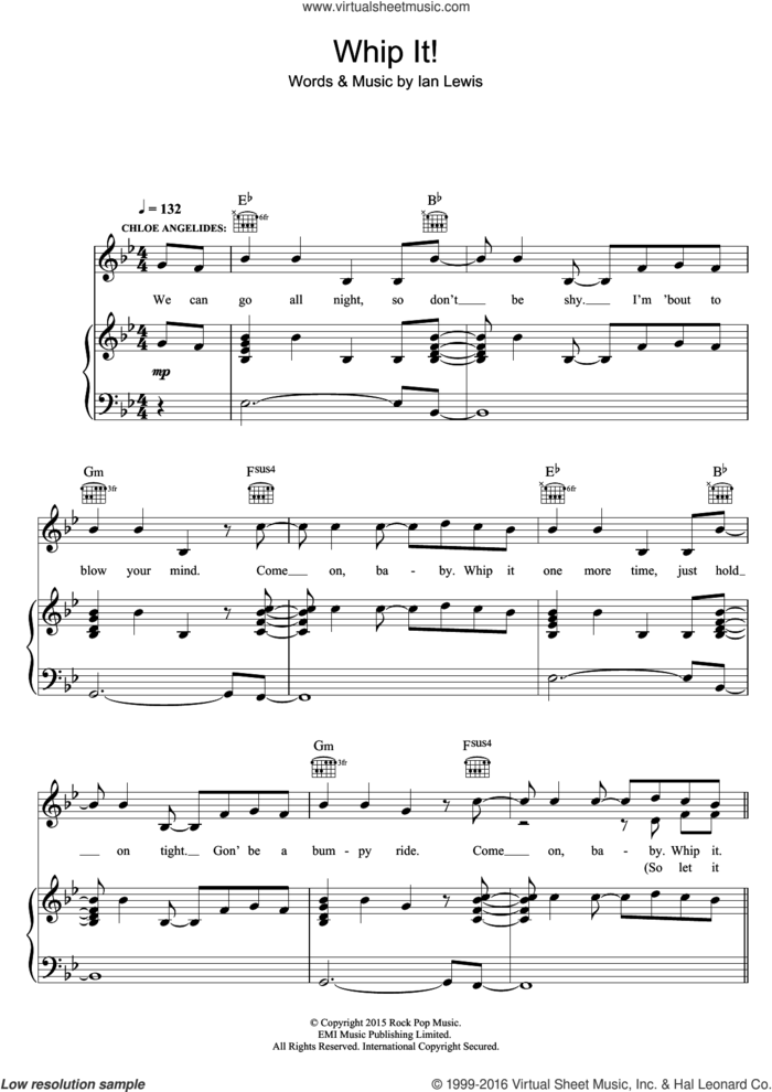Whip It sheet music for voice, piano or guitar by LunchMoney Lewis and Ian Lewis, intermediate skill level