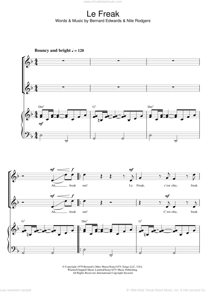 Le Freak sheet music for choir by Chic, Barrie Carson Turner, Bernard Edwards and Nile Rodgers, intermediate skill level