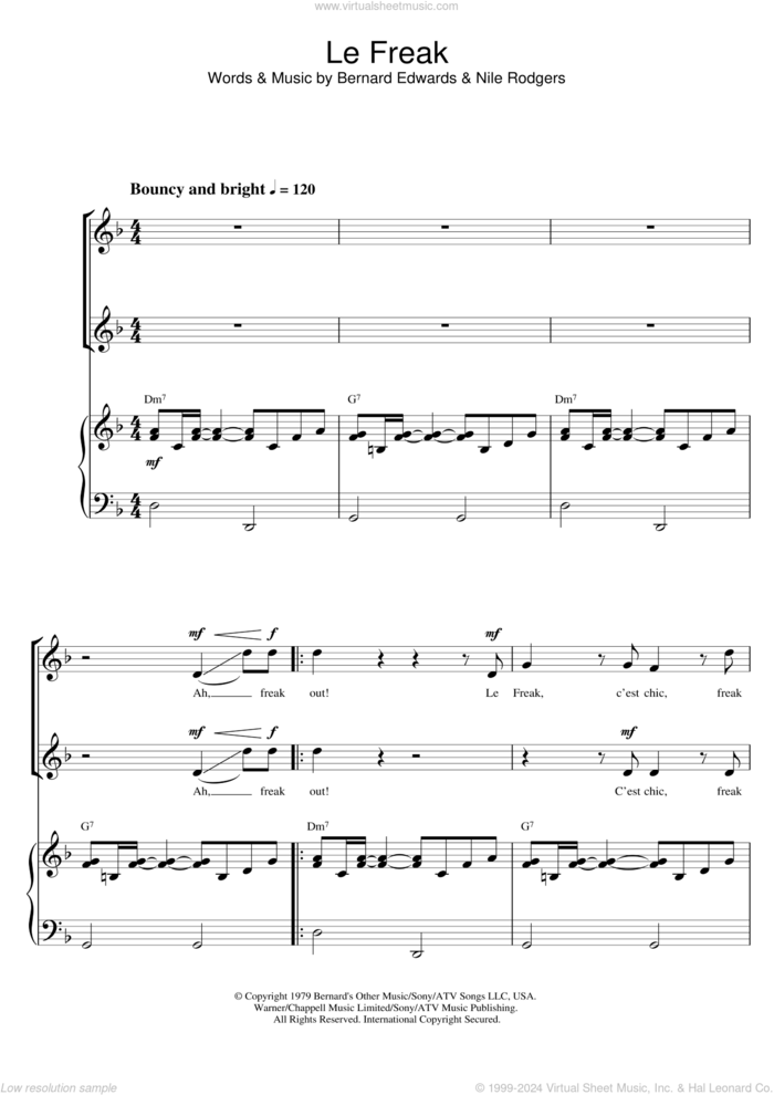 Le Freak sheet music for choir by Chic, Barrie Carson Turner, Bernard Edwards and Nile Rodgers, intermediate skill level