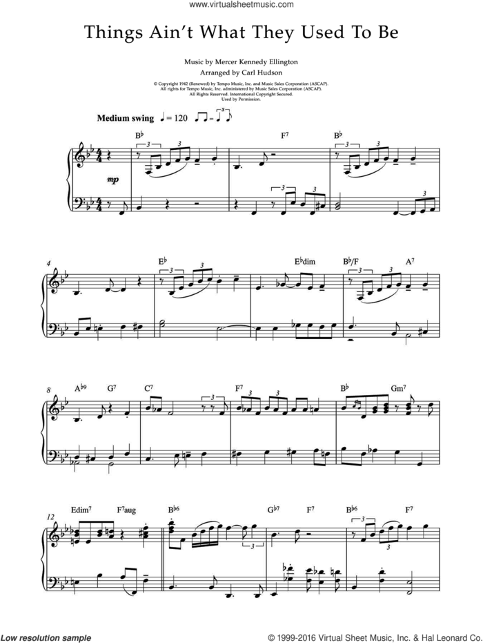 Things Ain't What They Used To Be sheet music for piano solo by Earl Hines and Mercer Ellington, intermediate skill level