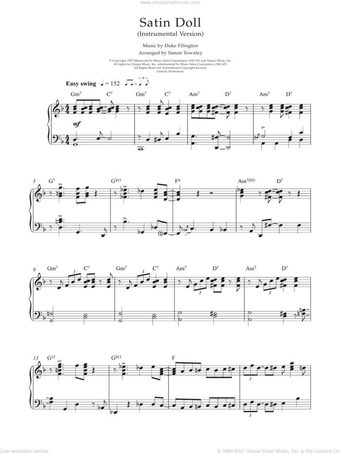 Satin Doll sheet music for piano solo by Earl Hines, Duke Ellington, Nina Simone, Billy Strayhorn and Johnny Mercer, intermediate skill level