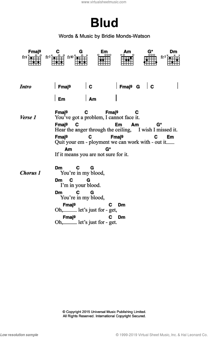 Blud sheet music for guitar (chords) by SOAK and Bridie Monds-Watson, intermediate skill level