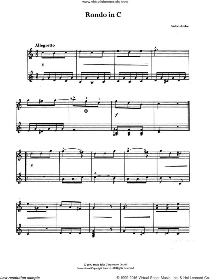 Rondo In C sheet music for guitar solo (chords) by Anton Andre, classical score, easy guitar (chords)