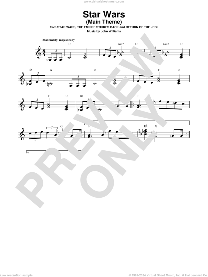 Star Wars (Main Theme) sheet music for guitar solo (chords) by John Williams, easy guitar (chords)