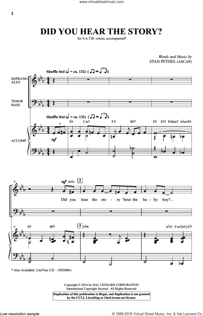 Did You Hear The Story? sheet music for choir (SATB: soprano, alto, tenor, bass) by Stan Pethel, intermediate skill level