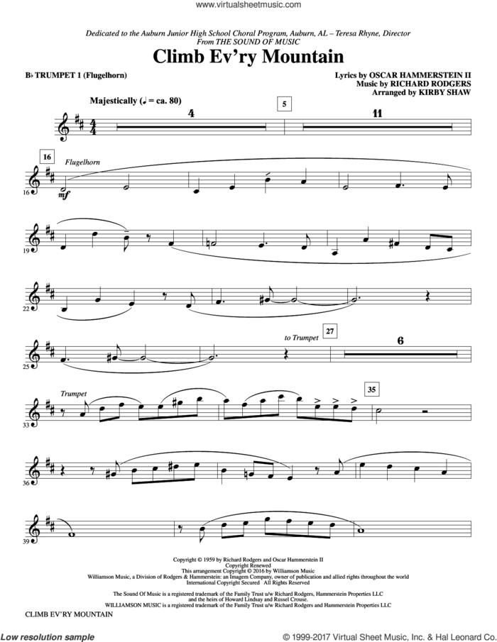 Climb Ev'ry Mountain (complete set of parts) sheet music for orchestra/band by Richard Rodgers, Kirby Shaw, Margery McKay, Oscar II Hammerstein, Patricia Neway, Rodgers & Hammerstein and Tony Bennett, intermediate skill level