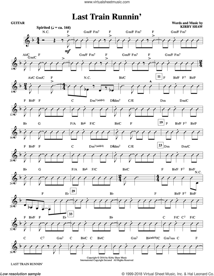 Last Train Runnin' (complete set of parts) sheet music for orchestra/band by Kirby Shaw, intermediate skill level